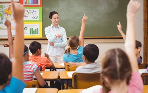 Teacher and students