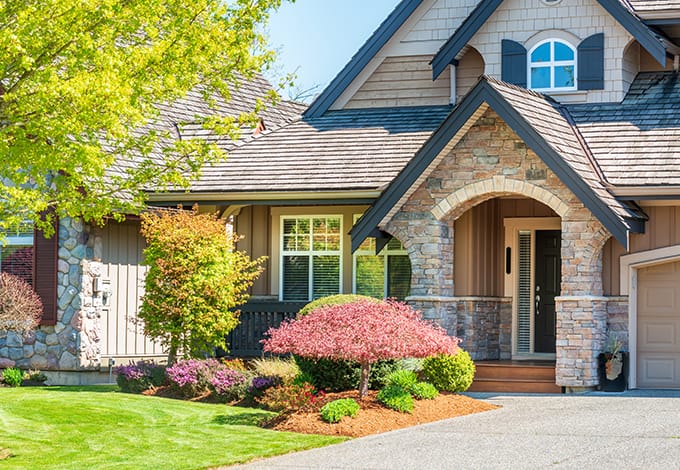 Residential house with lawn