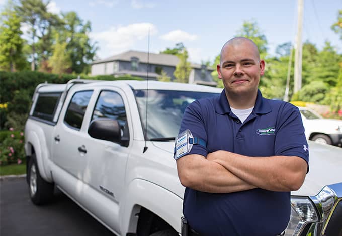 Happy pest control technician 